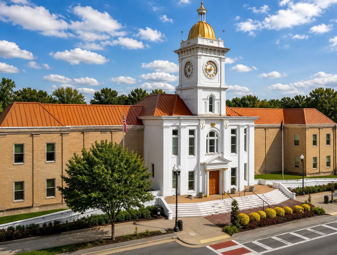 Historic Jefferson County Courthouse with clock tower in Pine Bluff, AR